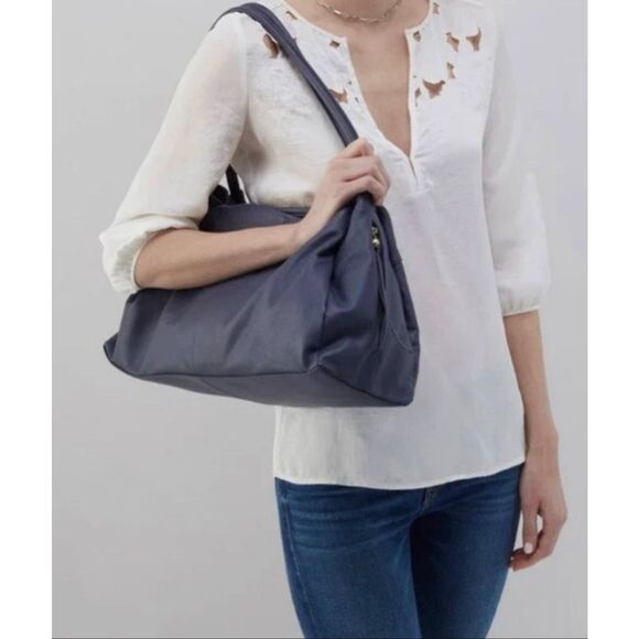 HOBO Prima Soft Leather Tote Shoulder Bag Purse Navy Blue - Picture 1 of 16